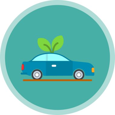 Eko araba simgesi, vektör illüstrasyonu basit tasarım