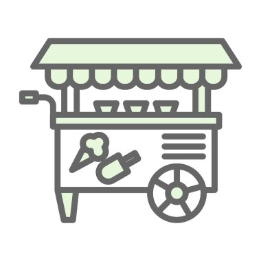 Basit dondurma arabası simgesi, vektör illüstrasyonu