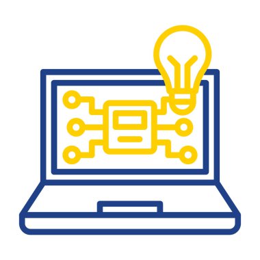 dizüstü bilgisayar ve fikir simgesi vektör çizimi