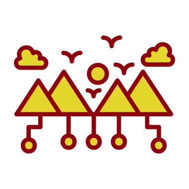 Dağ manzarası ikonu. Web için yürüyüş vektör simgelerinin özet çizimi