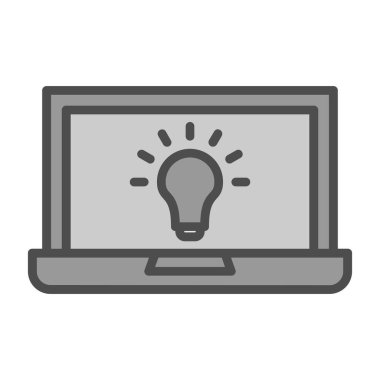 Ampul simgesi olan dizüstü bilgisayar