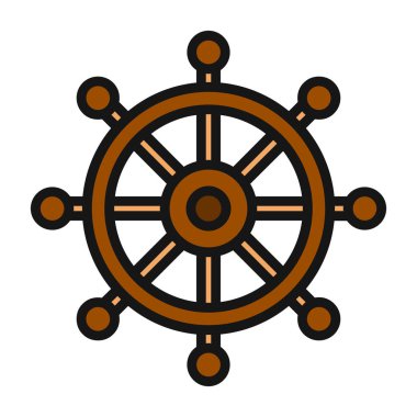 Direksiyon ikonu. Web için gemi vektör simgelerinin basit illüstrasyonu