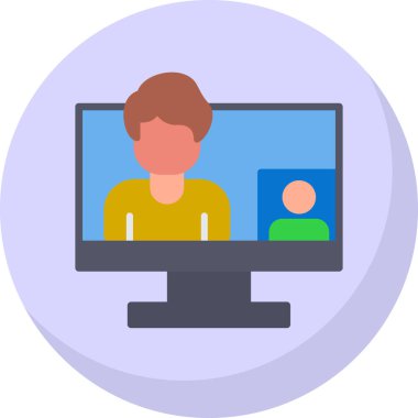 Çevrimiçi Toplantı. Web simgesi basit illüstrasyon