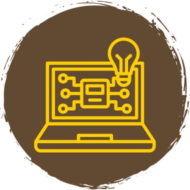 dizüstü bilgisayar ve ampul simgesi, vektör illüstrasyonu