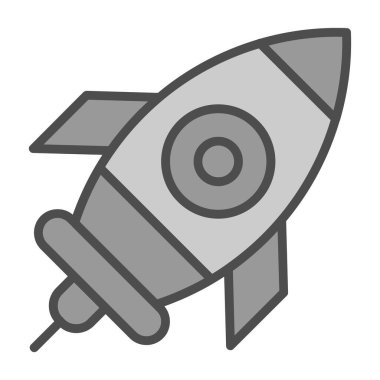 Roket gemi simgesi, vektör çizimi basit tasarım