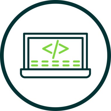 Web geliştirme simgesi. Ekranda kod, vektör illüstrasyonu
