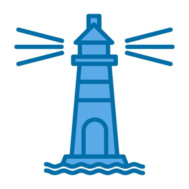 Deniz feneri. Web simgesi basit illüstrasyon