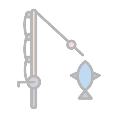 balıkçılık simgesi vektör taslağı çizimi 