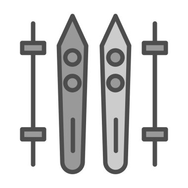 Kayaklar ve çubuklar simgesi, vektör basit illüstrasyon