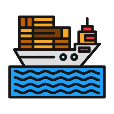 Kargo gemisi kutsal kişilerin resmi, vektör çizim