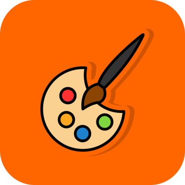 Palet boyama ve boya fırçası simgesi, vektör illüstrasyonu