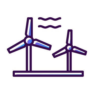 Rüzgar türbinleri simgesi. Rüzgar türbini vektör çizimi. yenilenebilir enerji işareti 