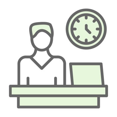 saat ve masa vektör simgesine sahip ofis çalışanı