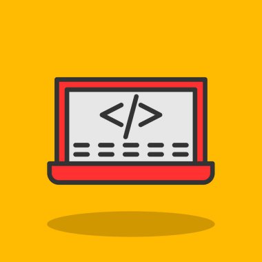 Web geliştirme simgesi. Ekranda kod, vektör illüstrasyonu