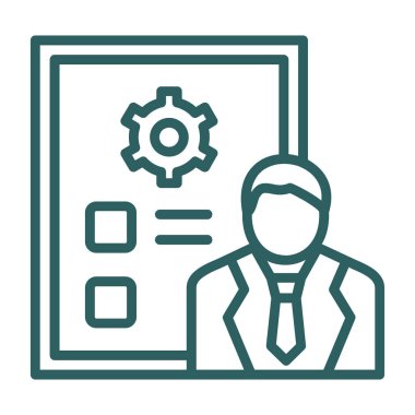 Dişli ve pano kullanan bir kişinin vektör simgesi