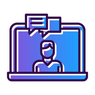 çevrimiçi konferans renk ikonu vektörü. Online webinar işareti. izole edilmiş sembol çizimi