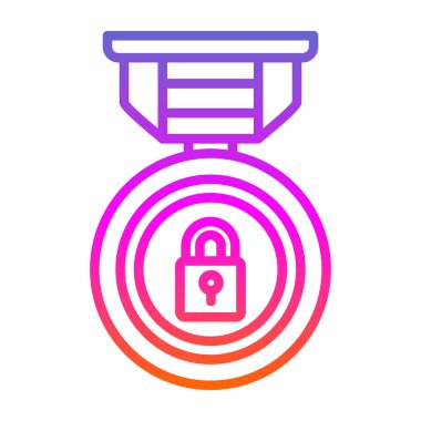 Asma kilitli madalya. Web simgesi basit illüstrasyon