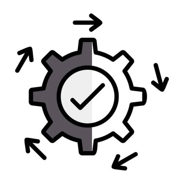 dişli ayarlama vektör illüstrasyonu, doldurulmuş tasarım simgesi