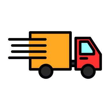 dağıtım kamyonu simgesi, vektör illüstrasyonu