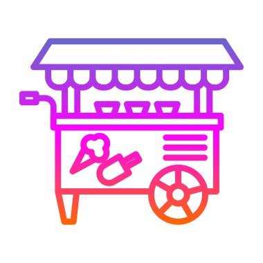 Basit dondurma arabası simgesi, vektör illüstrasyonu