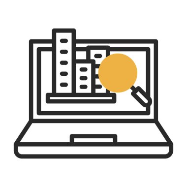 Pasta grafiği simgesi olan dizüstü bilgisayar, vektör illüstrasyonu