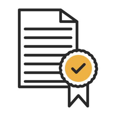 Sertifika vektör renk çizgisi simgesi
