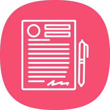 Sözleşme ve kalem düzlüğü simgesi, vektör illüstrasyonu