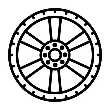 Tekerlek vektör simgesi. Beyaz arkaplan tekerinde izole edilmiş ana hat vektör simgesi.