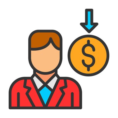 Dolar düz simgesi, vektör illüstrasyonu