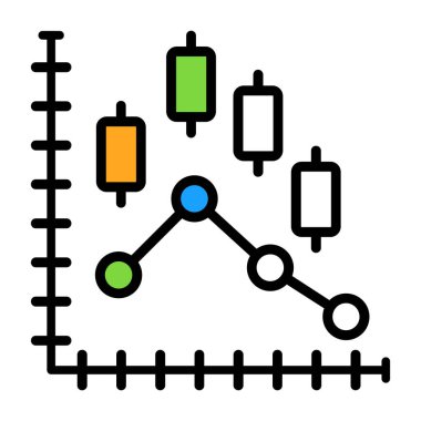 Diyagram vektör renk çizgisi simgesi 