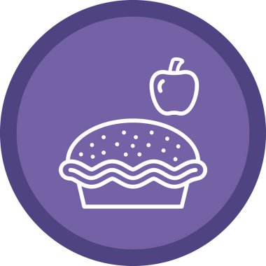 Elmalı turta simgesi basit tasarım illüstrasyonu beyaza izole edildi 