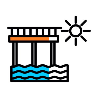 Havuz ikonu vektörü. Taslak işareti ve sembol. izole edilmiş sınır sembolü çizimi