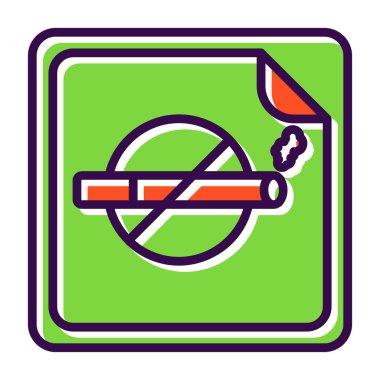 Dumanı tüten vektör simgesi yok. beyaz arkaplanda izole edilmiş çizgi film vektör illüstrasyonu sigara içilmiyor.