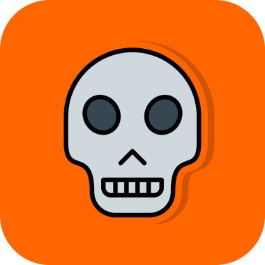 kafatası düz simgesi beyaz arkaplan, vektör, illüstrasyon izole