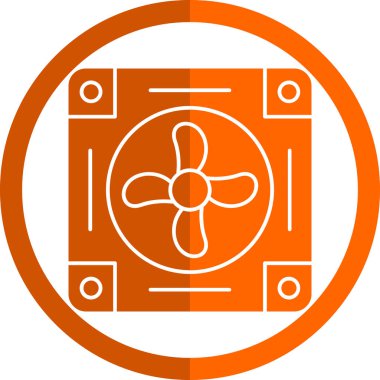 Soğutucunun vektör çizimi. Havalandırma fan çizimi, pictogram