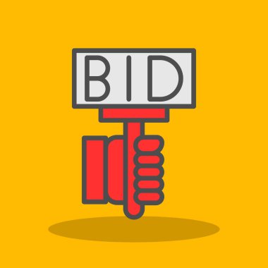 Müzayede müzayedesi düz ikonu, açık artırma konsepti, açık artırma vektörü