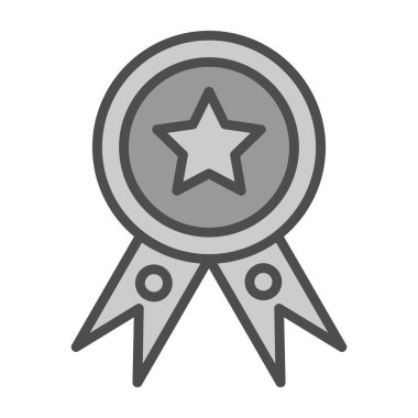 Rozet ödülü ve ikon, madalya madalyalı ödül konsepti, beyaz arka planda ödül tabelası, taslak şeklinde kurdele ikonu madalyası