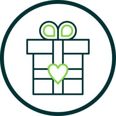 Kurdeleli hediye kutusu ve kalp ağı simgesi, simge illüstrasyonu