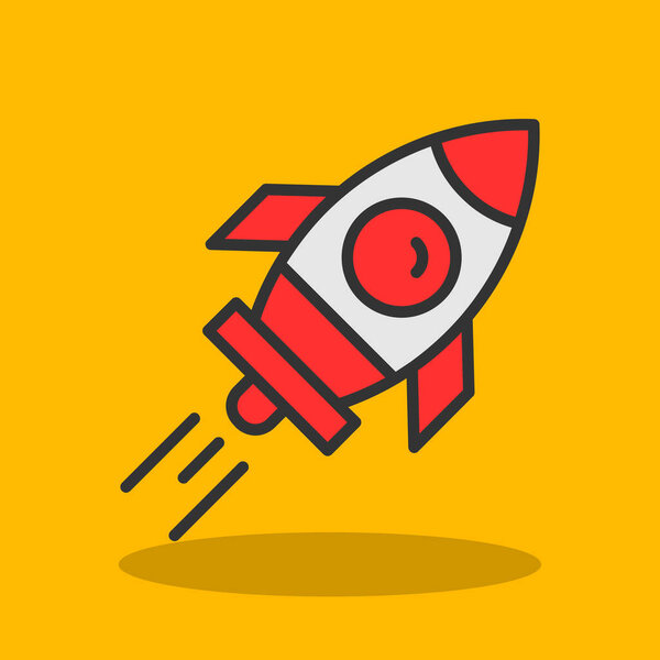 Rocket ship icon, vector illustration simple design