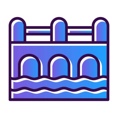 Yüzme havuzu simgesi renk ana hatları vektörü