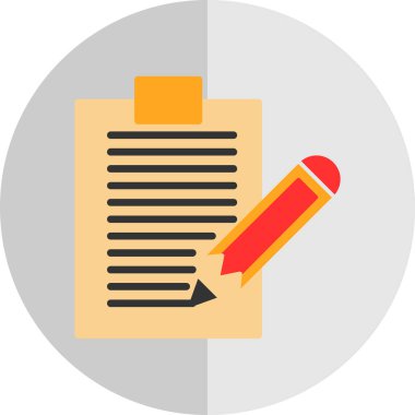 Kalem simgeli defter, vektör illüstrasyonlu basit tasarım