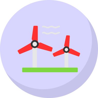 Rüzgar türbinleri simgesi. Rüzgar türbini vektör çizimi. yenilenebilir enerji işareti 