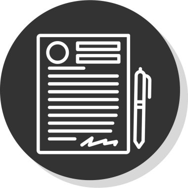 Sözleşme ve kalem düzlüğü simgesi, vektör illüstrasyonu