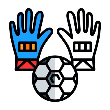 futbol eldiveni simgesi renk ana hatları vektörü