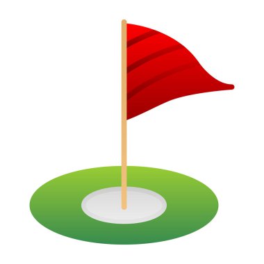 Mini golf sahası simgesi. Bayrak deliğinde. Vektör izole illüstrasyonu 