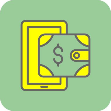 dijital cüzdan simgesi, vektör illüstrasyonu basit tasarım