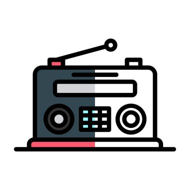 Retro radyo ikonu. Basit vektör illüstrasyonu