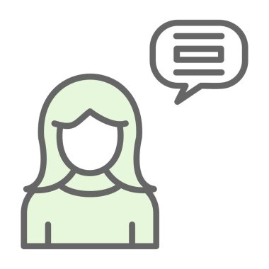 Sohbet balonu vektör çizimi olan kadın