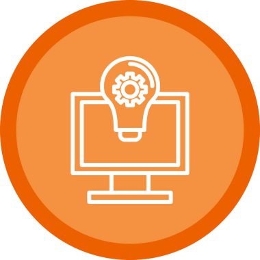 Ampul simgesi, vektör illüstrasyonlu bilgisayar ekranı