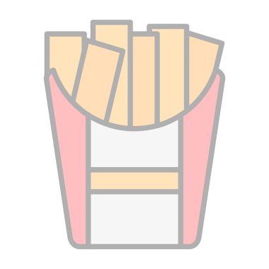 Patates kızartması düz simgesi, vektör çizimi basit tasarım